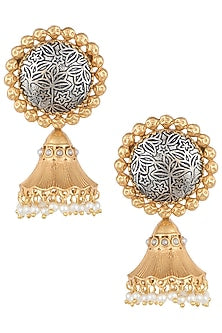 Two-Tone Finish Pearl Earrings
