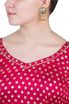 Two-Tone Finish Pearl Earrings