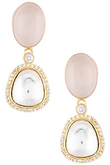 Gold plated Kundan Polki & Synthetic Stone Earrings