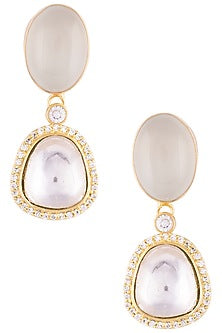Gold Finish Kundan Polki & Synthetic Stone Earrings