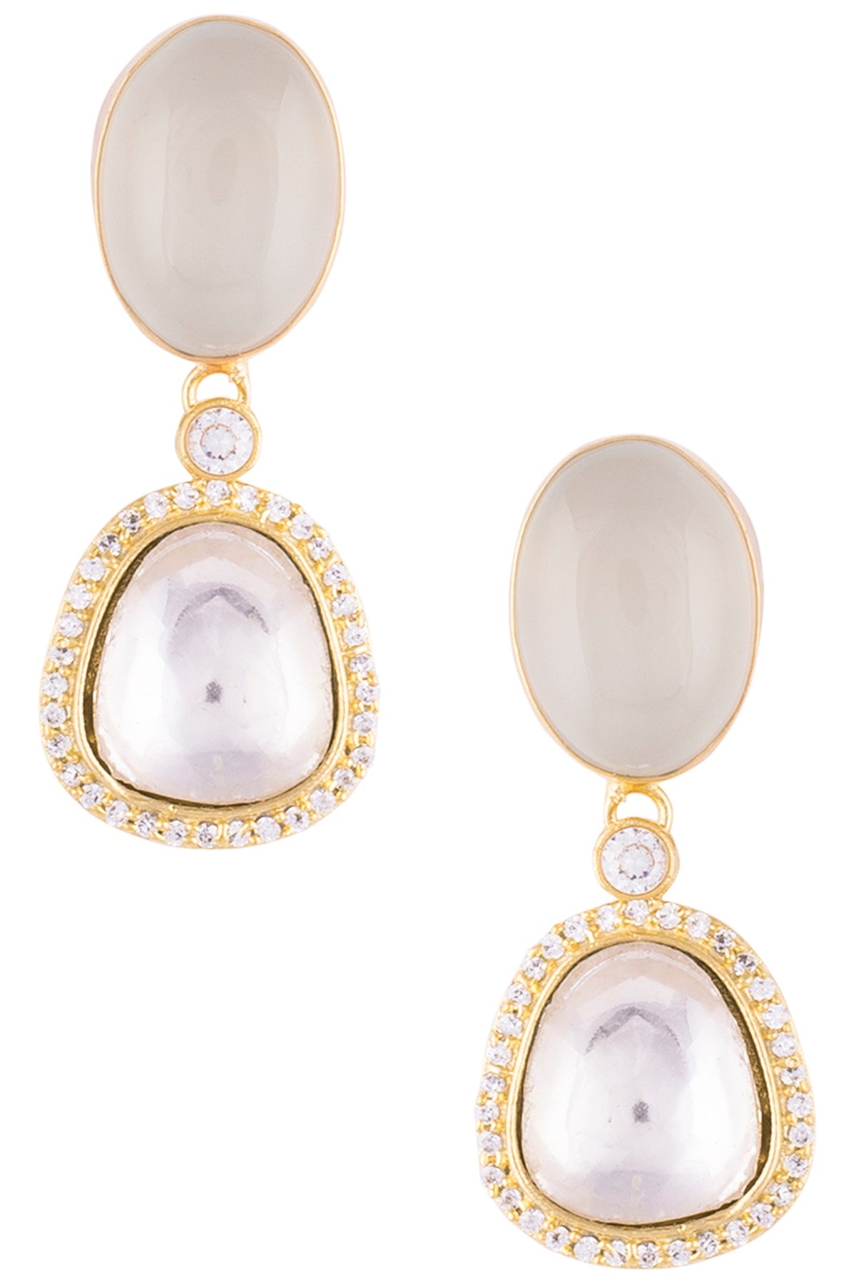 Gold Finish Kundan Polki & Synthetic Stone Earrings