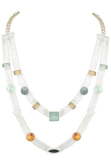 Silver plated multi colored layered necklace