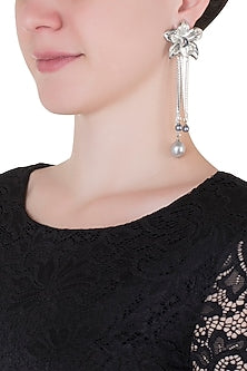 Silver plated orchid earrings