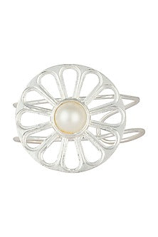 Silver plated stone wheel cuff