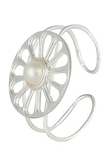 Silver plated stone wheel cuff