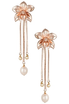 Rose gold plated orchid earrings