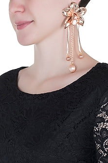 Rose gold plated orchid earrings