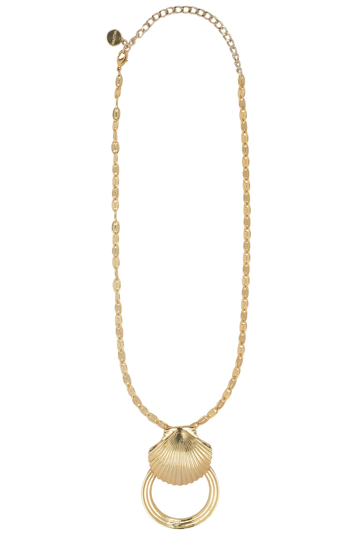 Gold plated shell hoop necklace
