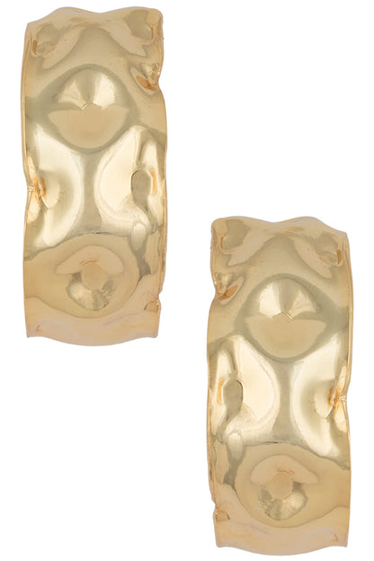 Gold plated textured hoop earrings