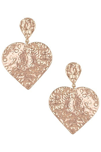 Rose gold plated textured long earrings