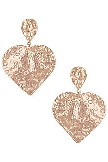 Rose gold plated textured long earrings