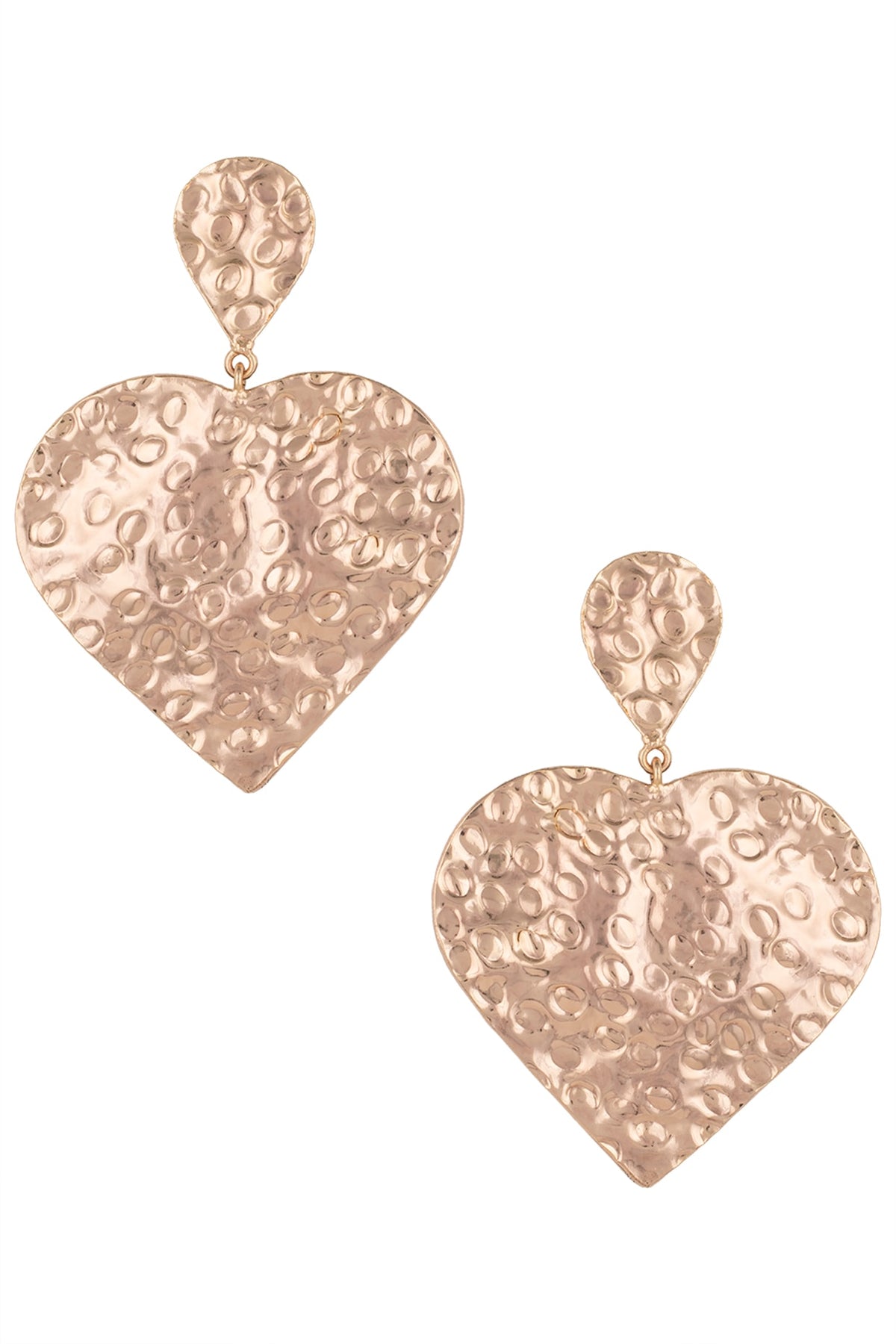 Rose gold plated textured long earrings