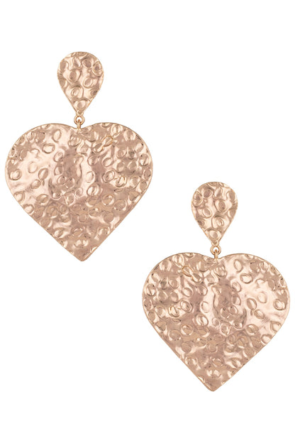 Rose gold plated textured long earrings
