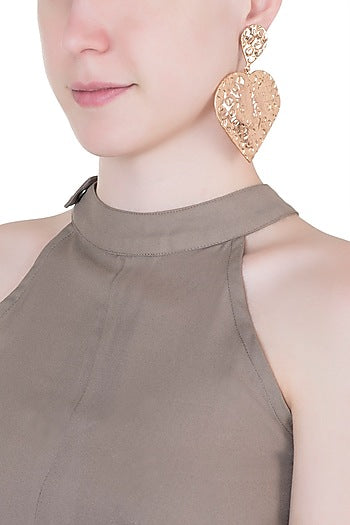 Rose gold plated textured long earrings