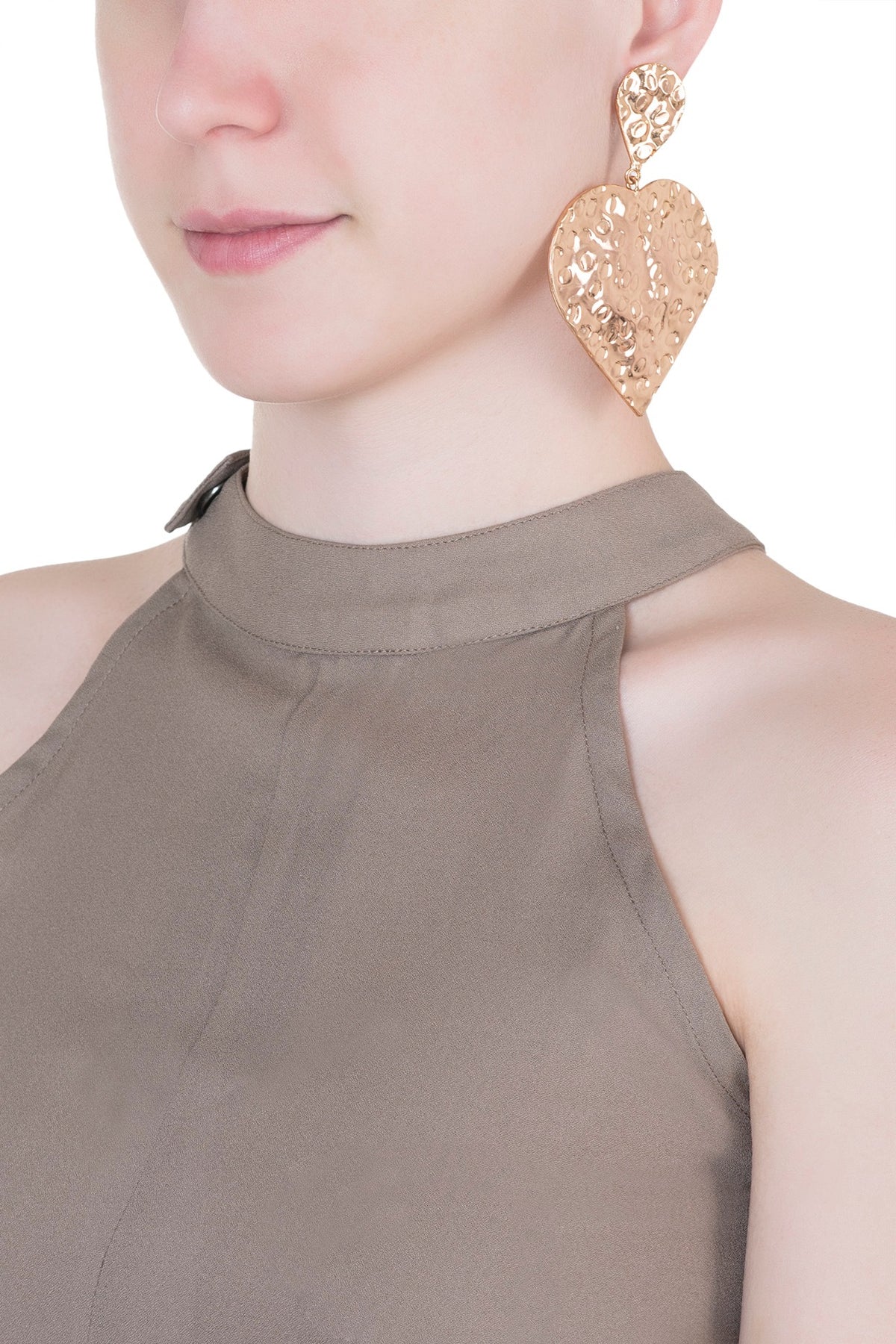 Rose gold plated textured long earrings