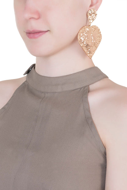 Rose gold plated textured long earrings