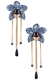 Gold plated grey orchid earrings
