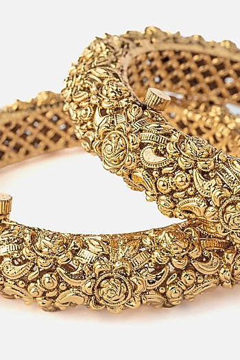Gold Finish Textured Bangles (Set Of 2)