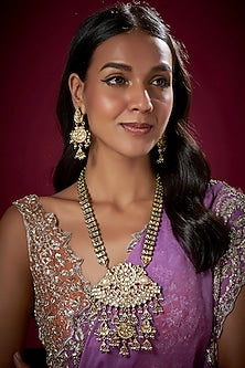 Gold Finish Kundan Long Necklace Set