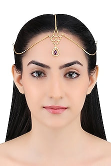 Gold Plated Amethyst Stone Statement Headgear