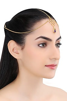 Gold Plated Amethyst Stone Statement Headgear