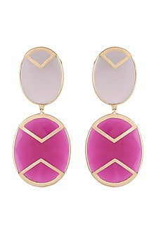 Gold Plated Handmade Pink Quartz & Grey Onyx Earrings