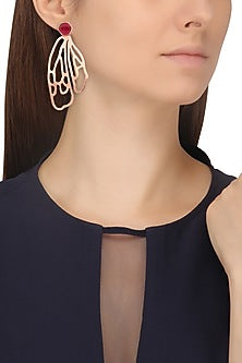 Rose Gold Hydro Pink Quartz Bee Wings Earrings