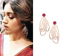 Rose Gold Hydro Pink Quartz Bee Wings Earrings