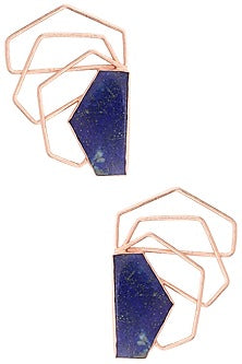 Rose Gold Plated Lapis Semiprecious Stone Earrings
