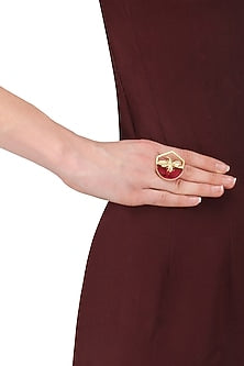 Gold Plated Hydro Pink Quartz Bee Ring