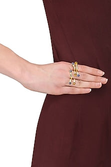 Gold Plated Lapis and Hydro Bear Quartz Ring