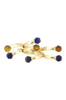 Gold Plated Lapis and Hydro Bear Quartz Ring