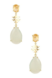 Gold Plated Citrine and Aqua Onyx Stone Earrings