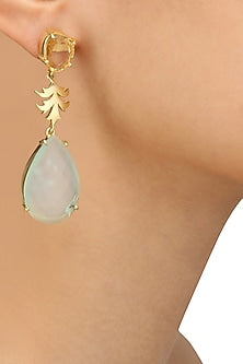 Gold Plated Citrine and Aqua Onyx Stone Earrings