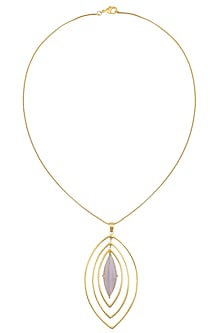 Gold Plated Chalcedony Stone Pendant Necklace