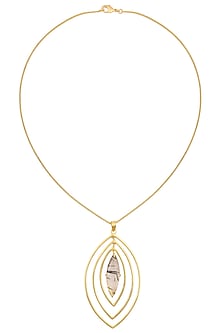Gold Plated Black Rutile Stone Pendant Necklace