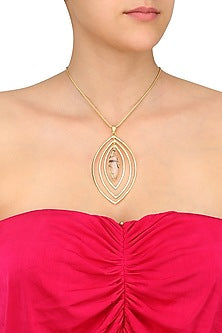Gold Plated Black Rutile Stone Pendant Necklace