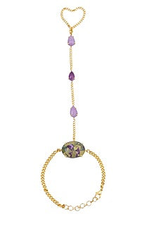 Gold Plated Amethyst, Phosphoderite and Mohave Stichitite Statement Hand Harness