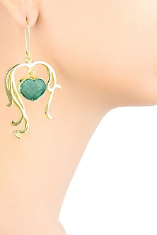 Gold Plated Heart Cut Stone Turquoise Statement Sweetheart Earrings
