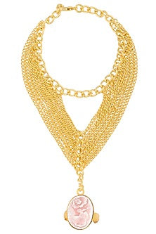 Gold Plated Rhodochrosite Stone Statement Hand Harness/ Haathphool