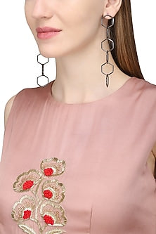 Gunmetal Plated Intertwined Dangler Earrings