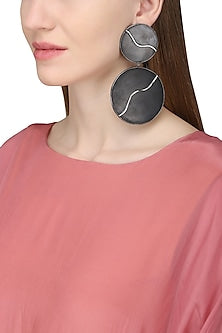 Gunmetal Plated Black Onyx Earrings