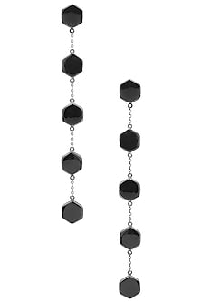Gunmetal Plated Black Onyx Stones Earrings