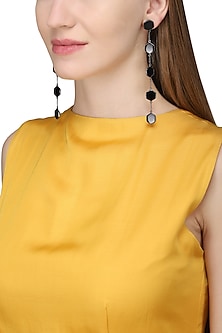 Gunmetal Plated Black Onyx Stones Earrings