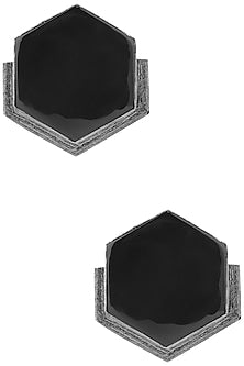 Gunmetal Plated Black Onyx Stud Earrings