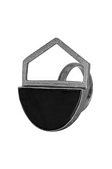 Gunmetal Plated Black Onyx Abstract Ring
