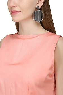Gunmetal Plated Black Onyx Abstract Earrings
