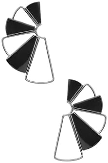 Gunmetal Plated Black Onyx Geometric Earrings