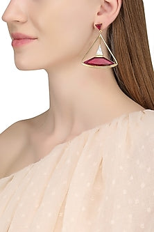Gold Plated Pink Quartz and Howlite Stone Earrings