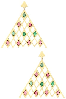 Gold Plated Green Onyx and Citrine Amethyst Earrings